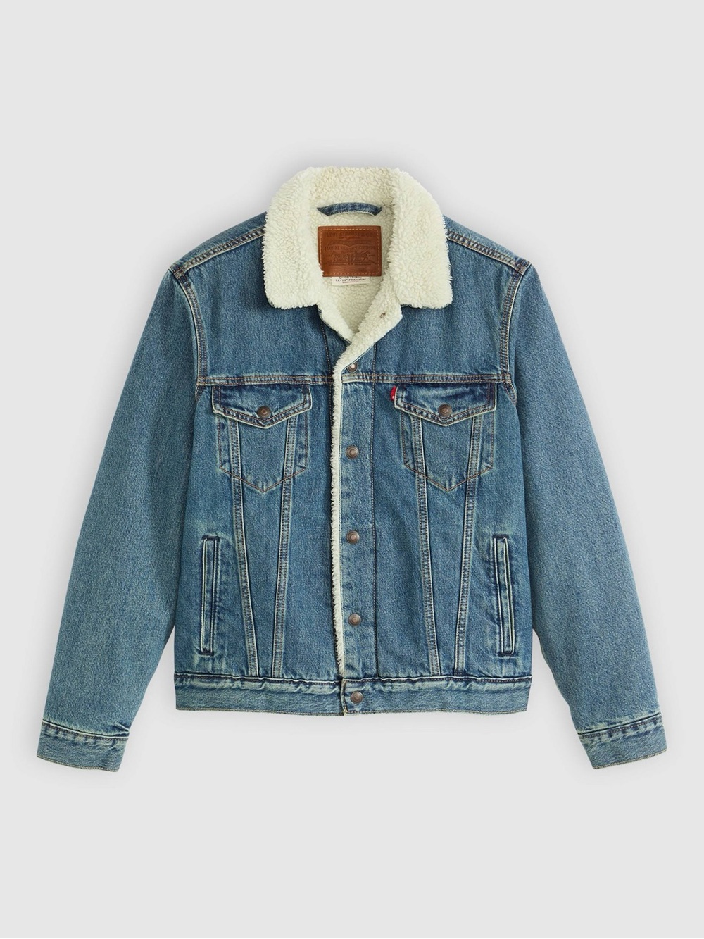 [S/PTP:20.5”]Levi's Blue Denim Sherpa-Lined Trucker Jacket